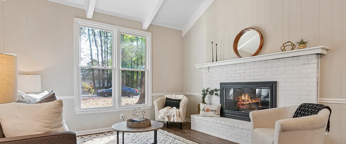 eggshell colored walls in living room