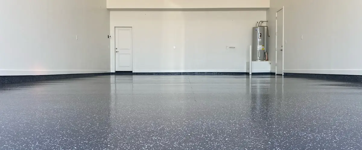 Polyaspartic floor in an empty garage