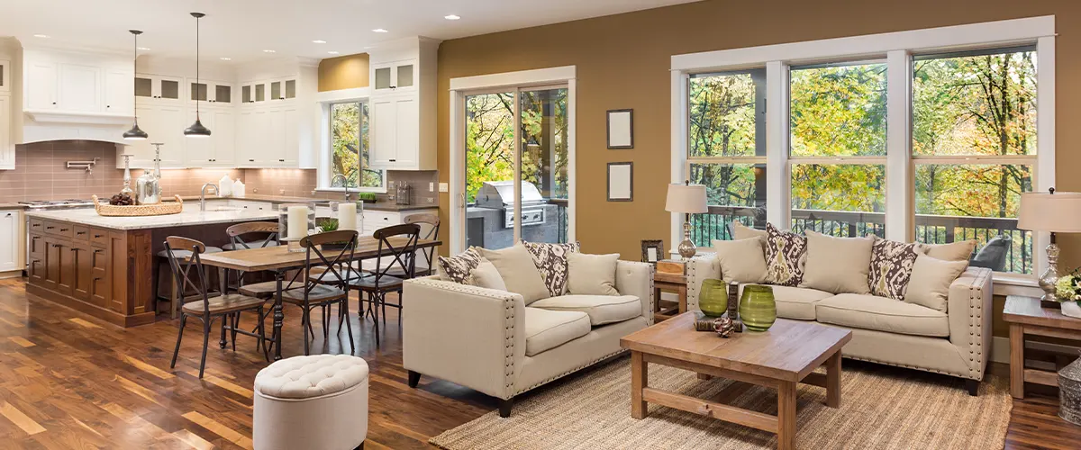 open space living room and kitchen