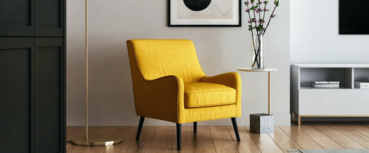 yellow chair in modern living space