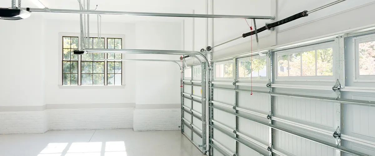 white garage space with white door